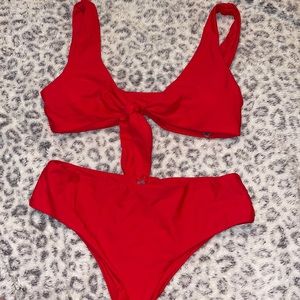 Shein Red Swim suit set